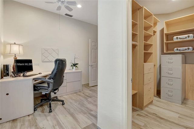 12672 Tucano Cir, Boca Raton, FL 33428 - office space featuring light wood-type flooring, a ceiling fan, and recessed lighting