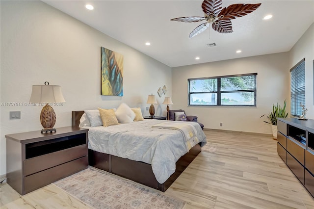 12672 Tucano Cir, Boca Raton, FL 33428 - bedroom featuring recessed lighting, light wood-type flooring, baseboards, and ceiling fan
