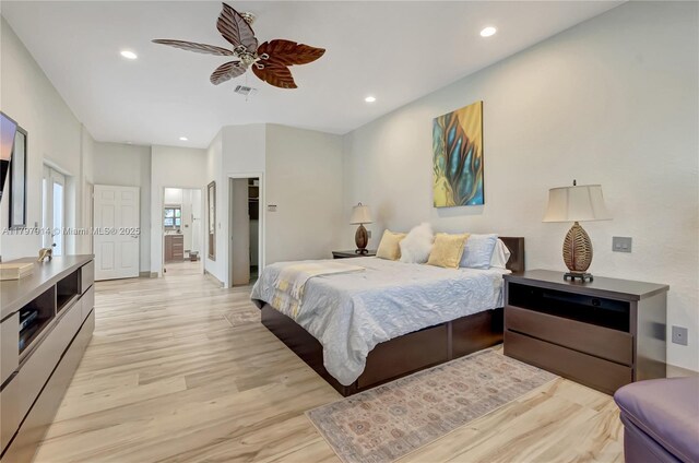 12672 Tucano Cir, Boca Raton, FL 33428 - bedroom featuring light wood finished floors, recessed lighting, and ceiling fan