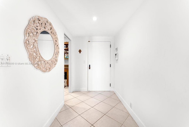 151 Crandon Blvd Unit 926, Key Biscayne, FL 33149 - hallway with baseboards, light tile patterned floors, and recessed lighting
