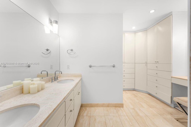 151 Crandon Blvd Unit 926, Key Biscayne, FL 33149 - full bath with recessed lighting, baseboards, double vanity, and tile patterned flooring