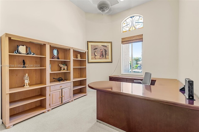 8100 Muirhead Cir, Boynton Beach, FL 33472 - office featuring light colored carpet, a towering ceiling, and a ceiling fan