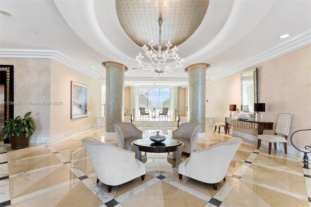 6917 Collins Ave Unit 607, Miami Beach, FL 33141 - common area featuring recessed lighting and ornamental molding
