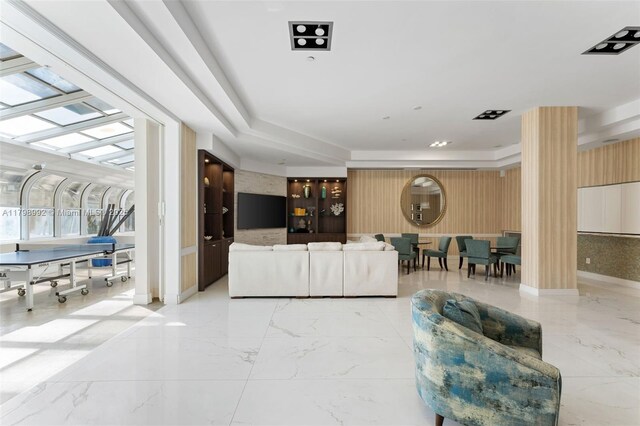6917 Collins Ave Unit 607, Miami Beach, FL 33141 - living room featuring light marble finish floors