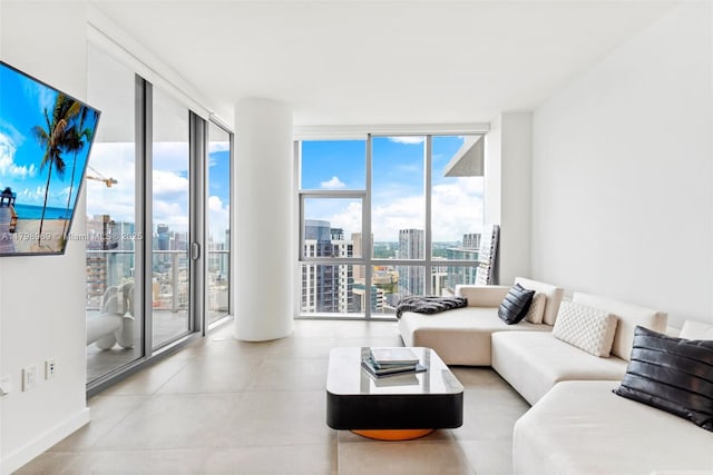 851 NE 1st Ave Unit 4011, Miami, FL 33132 - living room with floor to ceiling windows and a skyline view