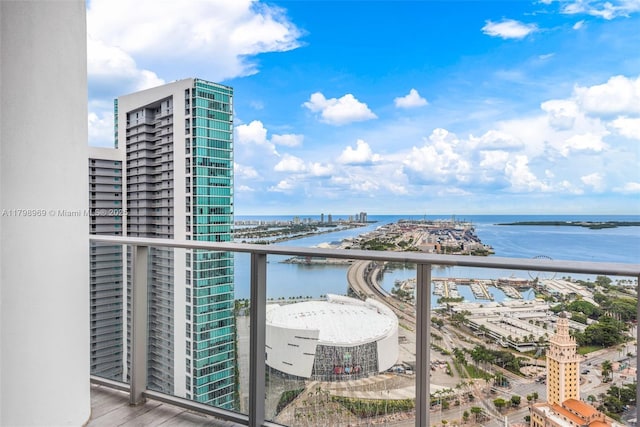 851 NE 1st Ave Unit 4011, Miami, FL 33132 - balcony featuring a city view and a water view