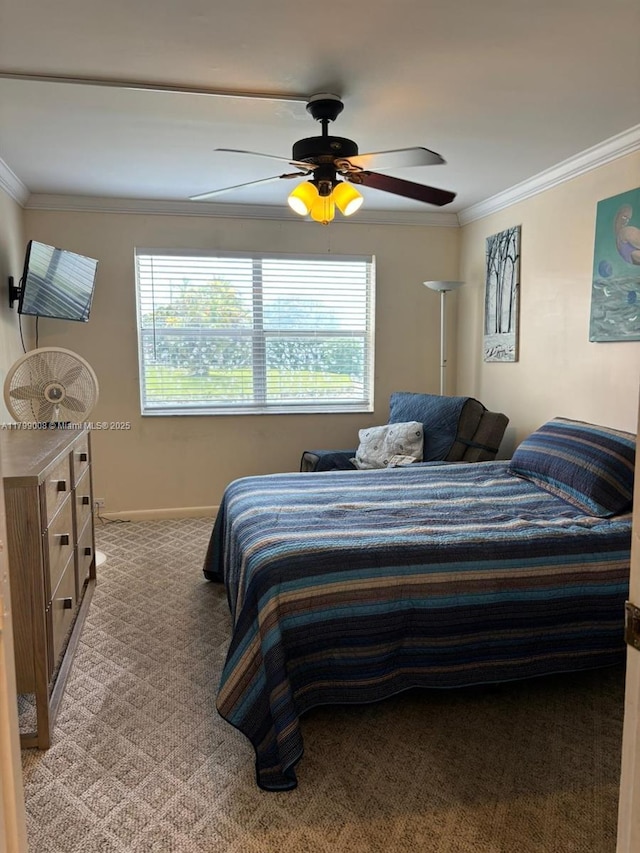 9420 Sunrise Lakes Blvd Unit 106, Sunrise, FL 33322 - carpeted bedroom with crown molding and ceiling fan