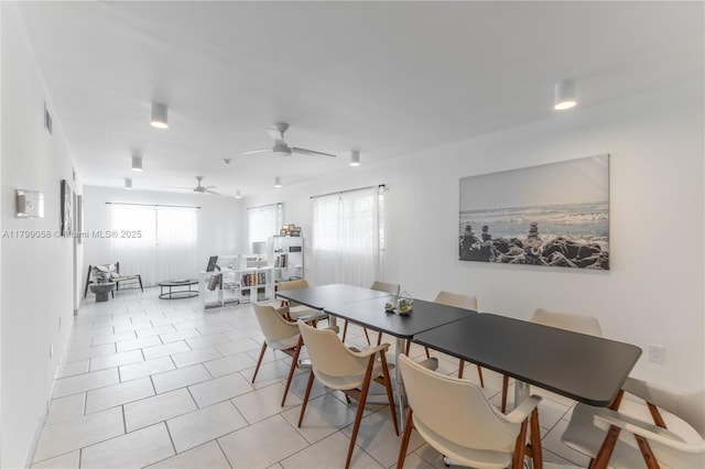 1840 Jefferson Ave Unit 103, Miami Beach, FL 33139 - dining room featuring a ceiling fan and light tile patterned flooring