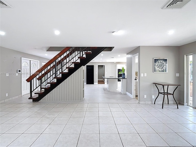 10227 SW 53rd Ct, Cooper City, FL 33328 - foyer featuring light tile patterned flooring, stairway, recessed lighting, plenty of natural light, and baseboards