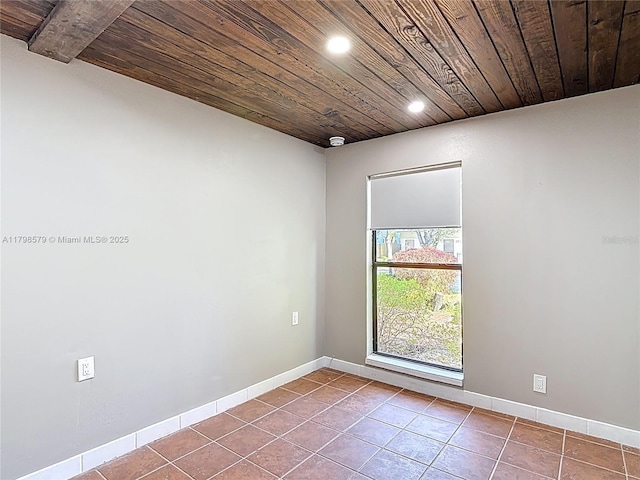 10227 SW 53rd Ct, Cooper City, FL 33328 - empty room with wooden ceiling, recessed lighting, tile patterned flooring, and baseboards