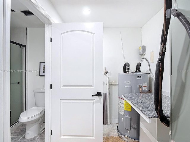 10227 SW 53rd Ct, Cooper City, FL 33328 - full bathroom featuring water heater, a shower stall, and toilet