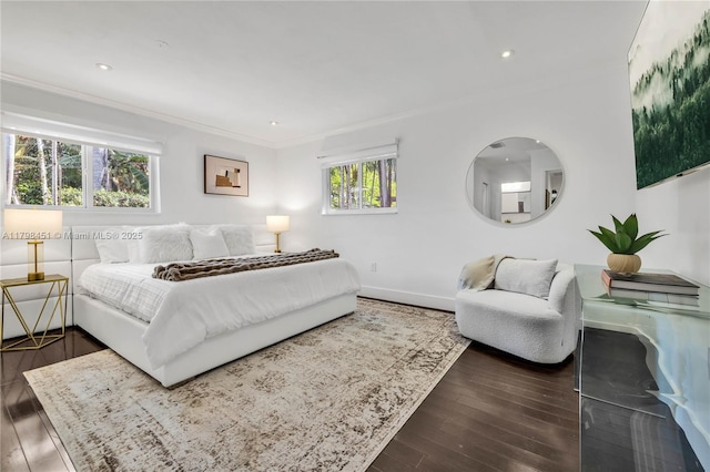 615 NE 115th St, Biscayne Park, FL 33161 - bedroom featuring crown molding, wood finished floors, recessed lighting, and baseboards
