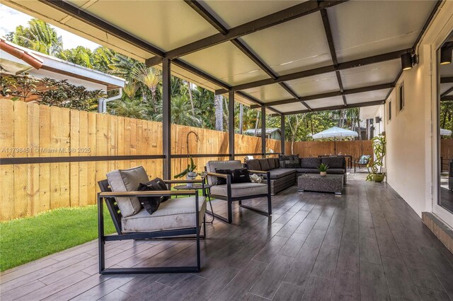 615 NE 115th St, Biscayne Park, FL 33161 - deck with an outdoor living space and a fenced backyard