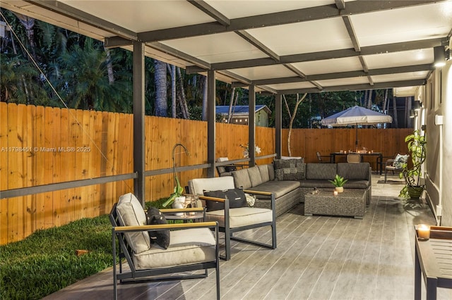 615 NE 115th St, Biscayne Park, FL 33161 - deck with an outdoor hangout area and a fenced backyard