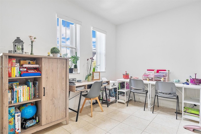 office with tile patterned floors