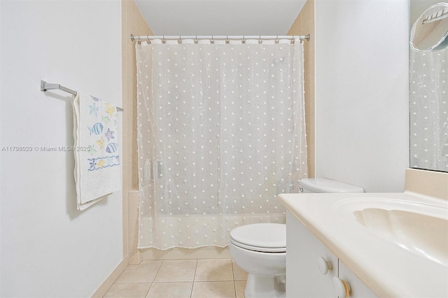 full bath featuring tile patterned flooring, toilet, and vanity