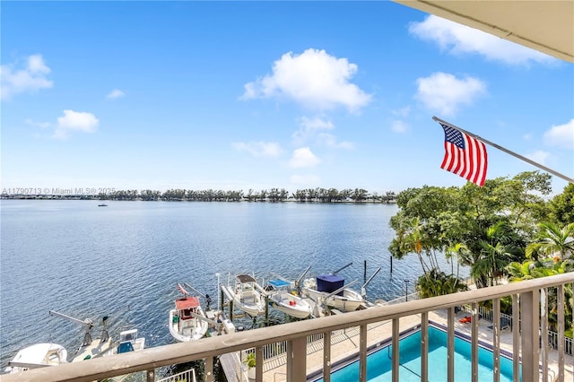 2201 Brickell Ave Unit 77, Miami, FL 33129 - water view featuring boat lift and a boat dock