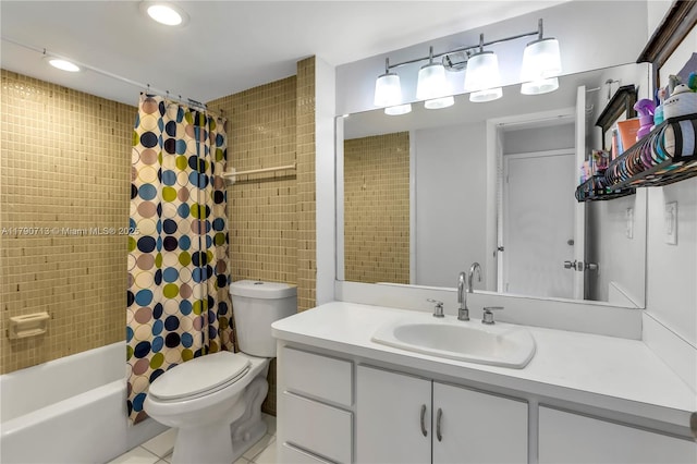2201 Brickell Ave Unit 77, Miami, FL 33129 - full bathroom with toilet, vanity, tile patterned flooring, shower / tub combo, and recessed lighting