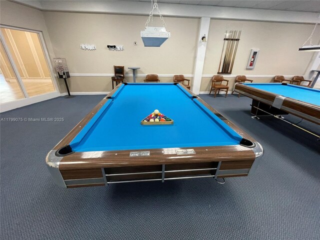 3087 Newport S Unit 3087, Deerfield Beach, FL 33442 - game room featuring pool table, carpet floors, and baseboards