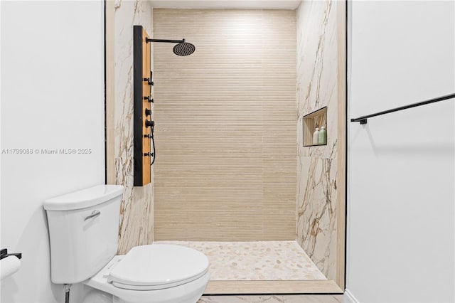 1824 NW 47th St, Miami, FL 33142 - full bathroom featuring a stall shower, toilet, and marble finish flooring