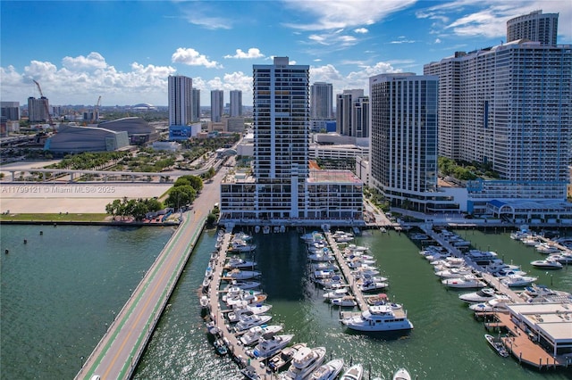 555 NE 15th St Unit 502, Miami, FL 33132 - drone / aerial view of a skyline view and a large body of water