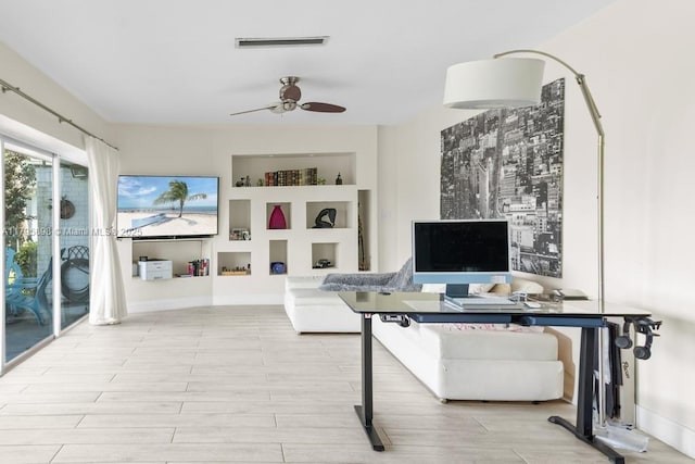 5715 Bayberry Ln, Tamarac, FL 33319 - office space with ceiling fan and wood finished floors