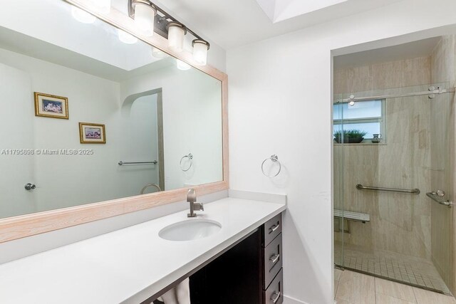 5715 Bayberry Ln, Tamarac, FL 33319 - bathroom featuring a shower stall and vanity