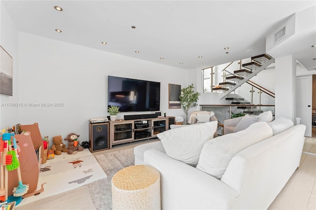 140 Jefferson Ave Unit 14020, Miami Beach, FL 33139 - living area featuring stairway, recessed lighting, and wood finished floors