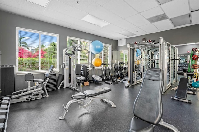140 Jefferson Ave Unit 14020, Miami Beach, FL 33139 - workout area with a paneled ceiling