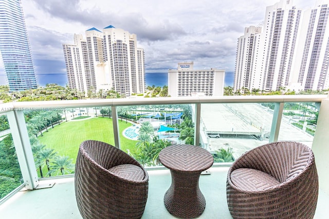 balcony featuring a city view