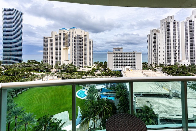 balcony with a view of city