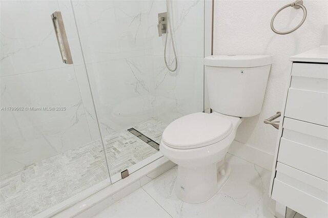 17940 NW 13th Ct, Miami Gardens, FL 33169 - full bathroom featuring vanity, toilet, a marble finish shower, and marble finish floors