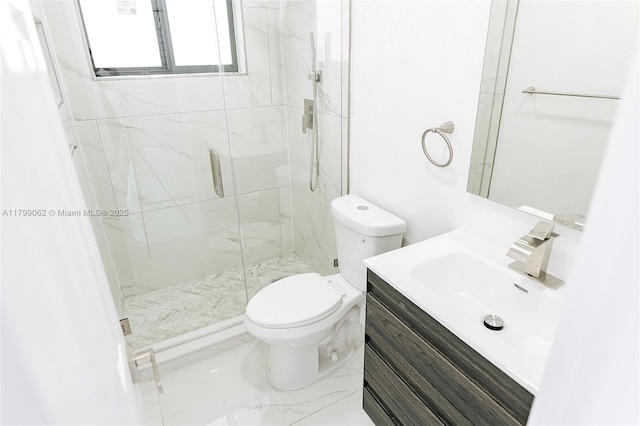 17940 NW 13th Ct, Miami Gardens, FL 33169 - bathroom featuring toilet, a marble finish shower, and vanity