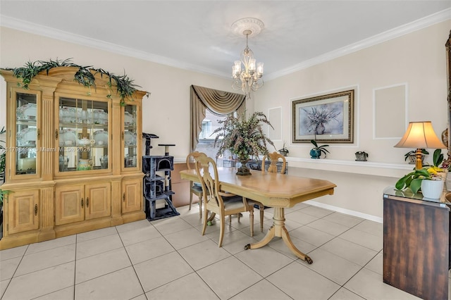 11919 NW 47th St, Coral Springs, FL 33076 - dining room with a chandelier, crown molding, and light tile patterned floors