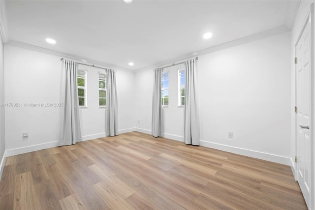 1400 Salzedo St Unit 208, Coral Gables, FL 33134 - unfurnished room with recessed lighting, light wood-style floors, and ornamental molding