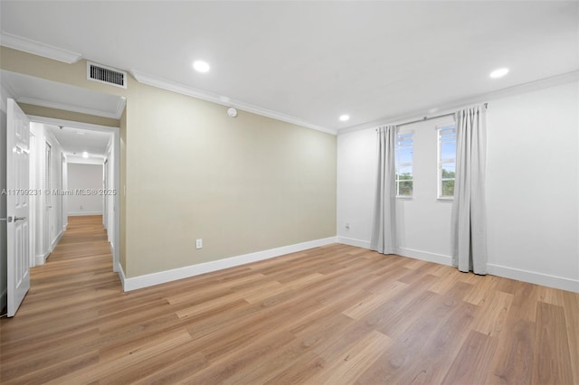1400 Salzedo St Unit 208, Coral Gables, FL 33134 - spare room featuring crown molding, light wood-style floors, and recessed lighting