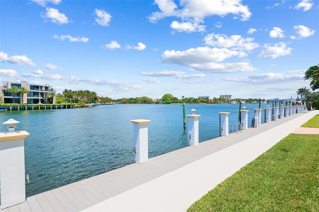 dock area featuring a water view