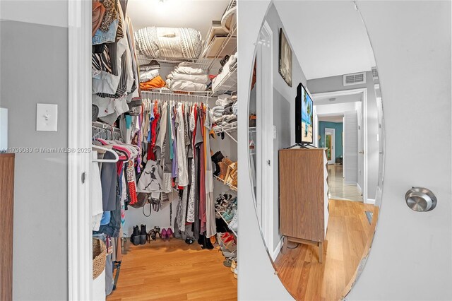 spacious closet featuring wood finished floors