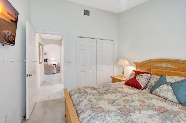 14284 NW 18th Mnr, Pembroke Pines, FL 33028 - bedroom featuring light colored carpet, a closet, and light tile patterned floors