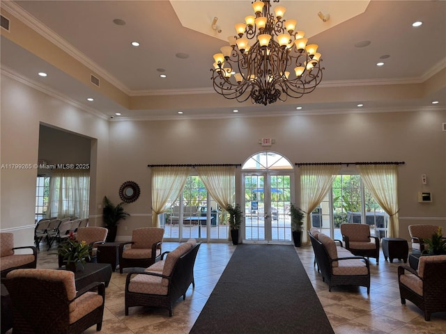 4139 NE 26th St, Homestead, FL 33033 - common area featuring a towering ceiling, ornamental molding, and recessed lighting