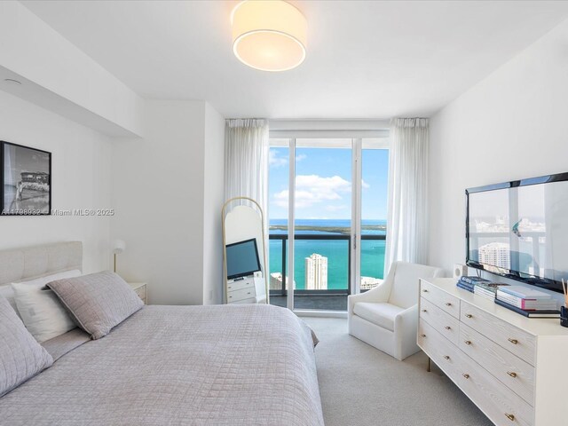 475 Brickell Ave Unit 5507, Miami, FL 33131 - bedroom featuring access to exterior and carpet flooring