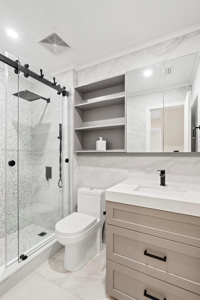 16791 Royal Poinciana Dr, Weston, FL 33326 - bathroom featuring vanity, toilet, and a stall shower