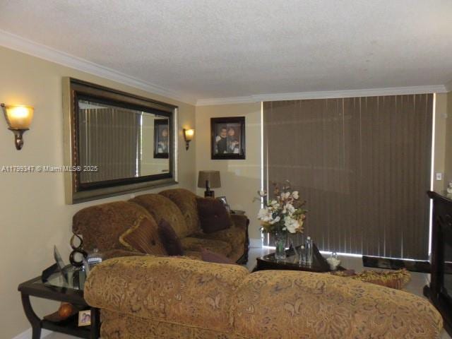 7040 SW 24th St Unit 104, Miami, FL 33155 - living room featuring ornamental molding and baseboards