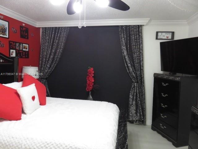 7040 SW 24th St Unit 104, Miami, FL 33155 - carpeted bedroom featuring crown molding and ceiling fan