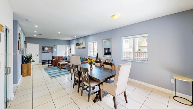 4114 NE 25th Ct, Homestead, FL 33033 - dining space with light tile patterned flooring, baseboards, and recessed lighting