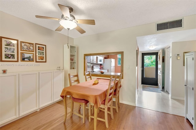 7080 Environ Blvd Unit 223, Lauderhill, FL 33319 - dining area featuring light wood-style flooring, ceiling fan, a textured ceiling, and baseboards