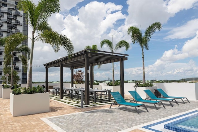 view of pool with a pergola