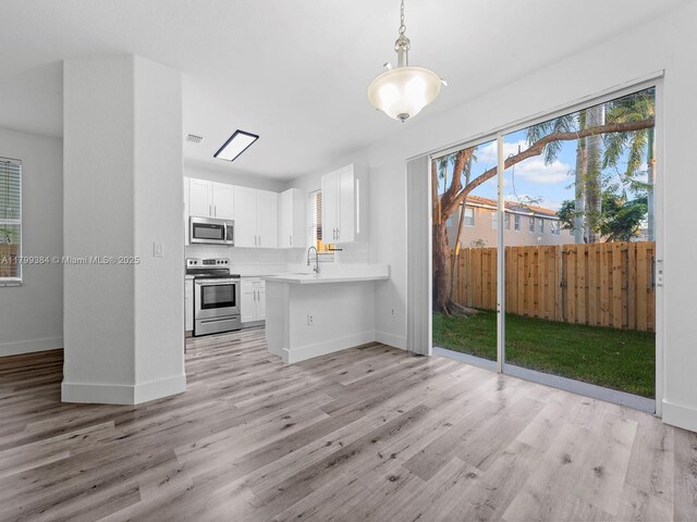 2482 SE 14th Ct, Homestead, FL 33035 - kitchen featuring appliances with stainless steel finishes, light countertops, healthy amount of natural light, and light wood finished floors