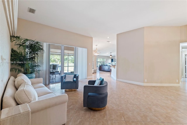 5514 NW W Lundy Cir, Port St Lucie, FL 34986 - living room featuring light tile patterned floors, baseboards, a ceiling fan, and recessed lighting