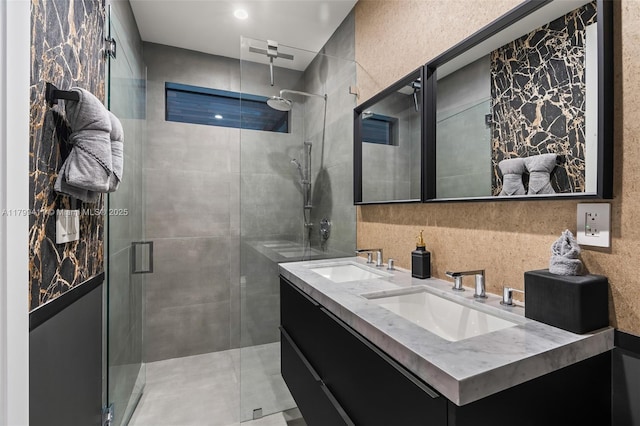 400 NW 49th St, Miami, FL 33127 - full bathroom featuring a shower stall and double vanity